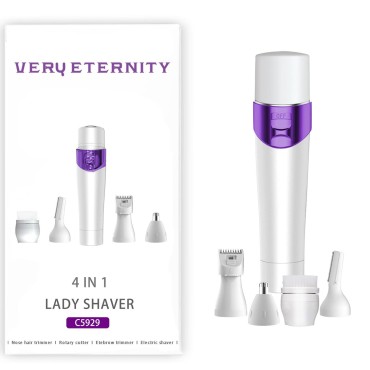 Veru ETERNITY Women Hair Trimmer, 4 in 1 USB Rechargeable Ladies Remover for Body, Nose, Ear, and Eyebrow, Face, Bikini Line, Cordless Electric Shaver for Home and Travel Purple