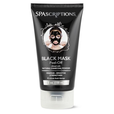 SpaScriptions 5 oz 150 ml Black Mask, Blackhead Remover Mask, Blackhead Peel Off Face Mask, Charcoal Face Mask, Blackhead Mask, Deep