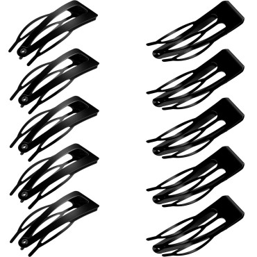 Chinco 24 Pieces Double Grip Hair Clips Metal Snap Hair Clips Women Hair Barrettes for Hair Making, Salon Supplies (Black, 2 Inch)