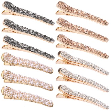 12 Pcs Rhinestone Alligator Hair Clips Fancy Cryst...