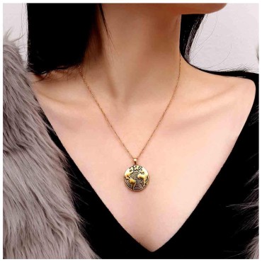 Olbye Medallion Pendant Necklace Gold Map Necklace Choker Minimalist Necklace Jewelry for Women and Girls