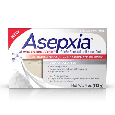 Asepxia Deep Cleansing Acne Treatment Bar Soap with Baking Soda and 2% Salicylic Acid, 4 Ounce
