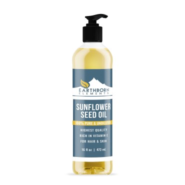 Earthborn Elements Sunflower Seed Oil (16 fl oz) Premium Grade & Purity, High in Vitamins, Minerals & Fatty Acids