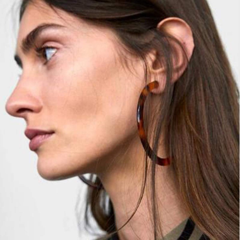 DoubleNine Hoop Round Earrings Open Circle Acrylic Geometric Dangle Bohemian for Women Girls Gift for Her (dark)