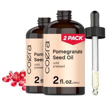 Pomegranate Seed Oil 4 oz (2 x 2 oz) | For Face & Hair | Promotes Clear Looking Skin, and Reduces Appearance of Fine Lines and Wrinkles | Non Comedogenic & Cold Pressed | SLS & Paraben Free | By Coera