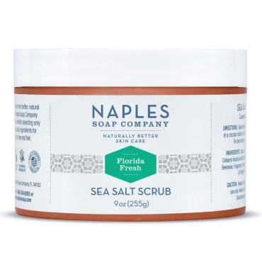 Naples Soap Natural Sea Salt Scrub - Exfoliating and Moisturizing Skin Care Removes Dry, Dull Flakes Revealing Radiant Skin - No Harmful Ingredients - Florida Fresh, 9oz