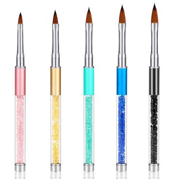 5 Pieces Rhinestone Nail Brush Set Metal Handle 3D...