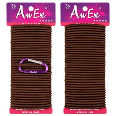 AwEx Strong Brown Hair Ties,72 PCS,4 mm Regular Loop Hair Bands,No Metal Hair Elastics,No Pull Ponytail Holder