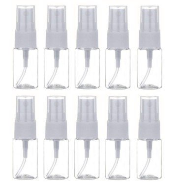 LASSUM 10 Pack 10ml/0.35oz Fine Mist Spray Bottle Clear Plastic Mini Spray Bottle for Essential Oils Makeup and Perfume