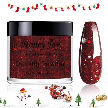 28g/Box Rose Red Wine Shine Glitter Sequins Paillette Dip Powder Nails Dipping Nails Long-lasting Nails No UV Light Needed, (No.126)