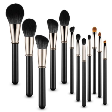 MIKOO-REMEI Makeup Brush Set, 12pcs Premium Synthetic Contour Blush Foundation Concealers Eye Shadows Eyebrow Cosmetic Brushes, with Soft Synthetic Hairs & Hand pasted Diamond