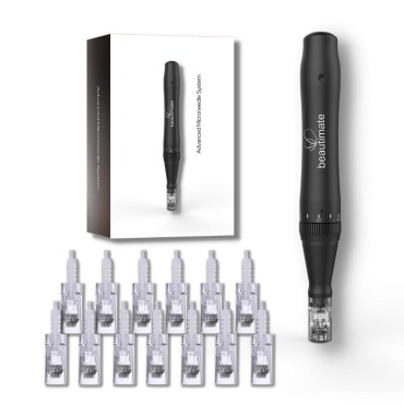 beautimate Professional Microneedle Derma Pen Wireless Skincare Microneeling Facial System with 12 Cartridges - 10pcs 36-2 pcs 12-pin 0.25mm