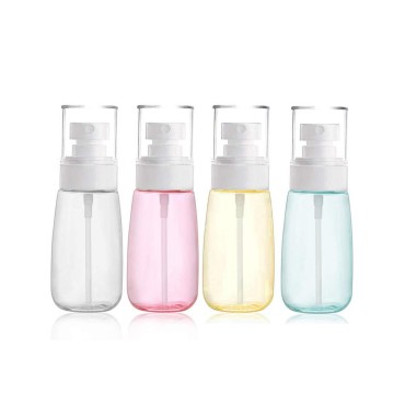 JOSALINAS 4PCS Fine Mist Spray Bottle 2oz/60ml Plastic Empty Clear Refillable Travel Container Essences Rose Water Mister