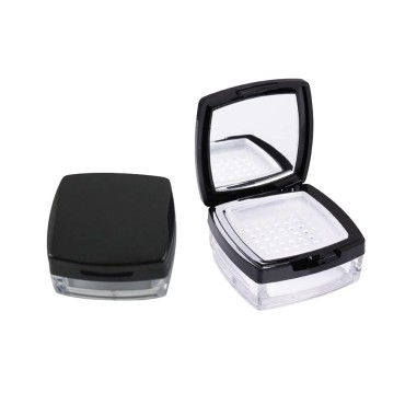 2Pcs 10ml Empty Square Make-up Loose Powder Container Case With Mirror Sifter and Black Lid Portable Compact Glitter Powder Foundation Cosmetic Box