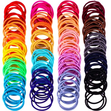 200 Pieces No-metal Hair Elastics Hair Ties Ponytail Holders Hair Bands (Multicolor, 2 mm x 5 cm)