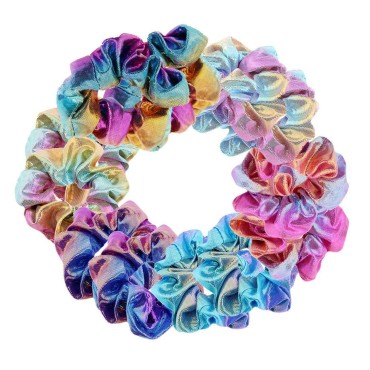 12 Pieces Shiny Metallic Scrunchies Hair Scrunchie...