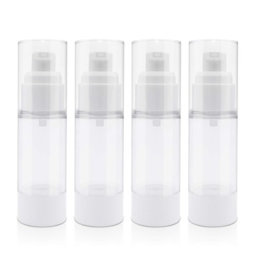 TrendBox 30ml / 1oz Airless Vaccum Pump Travel Bottles for Lotions, Cream - 4 Pack