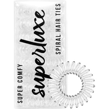 SUPERLUXE 8pcs Clear Spiral Hair Ties - Painlessly...