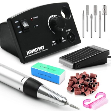 JEWHITENY Professional Nail Drill Machine 30000RPM Light Acrylic Electric Nail File Kits for Remove Nail Gel Polish Nail Drills for Acrylic Nails Design for Home Salon Use 110-240V(Black)