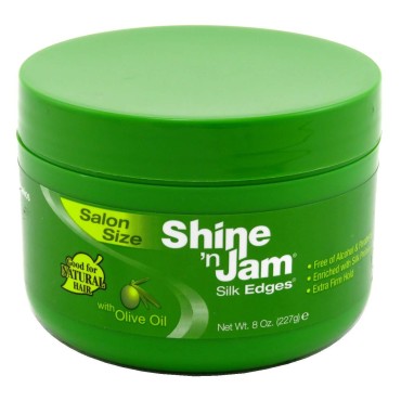 Shine-N-Jam Silk Edges With Olive Oil 8 Ounce Jar (Pack of 6)