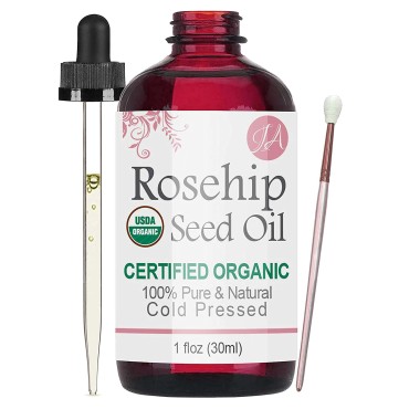 Organic Rosehip Seed Oil (100% Pure & Natural - USDA Certified Organic) Cold Pressed, Chemical Free, Unrefined - All-Natural Moisturizer for Amazing Hair, Skin, and Nails - 1oz Bottle