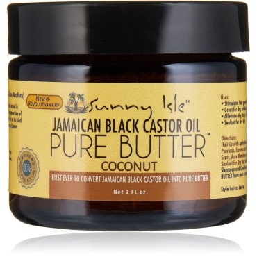 Sunny Isle Jamaican Black Castor Oil Pure Butter Coconut, Brown, 2 Fluid Ounce
