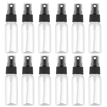1 Oz/30ML Small Plastic Spray Bottle(12 PCS), Empty Fine Mist Mini Travel Size Sprayer, Portable Refillable Liquid Containers for Perfume, Cologne, Water(Clear)