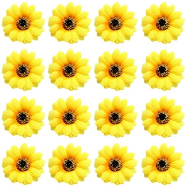 16 Pack Artificial Fake Yellow Small Daisy Sunflower Hair Clips Floral Hairpins Alligator Barrettes Brooches Pins Wedding Hawaiian Party Silk Flower Headpiece Beach Holiday Decoration for Women Girls