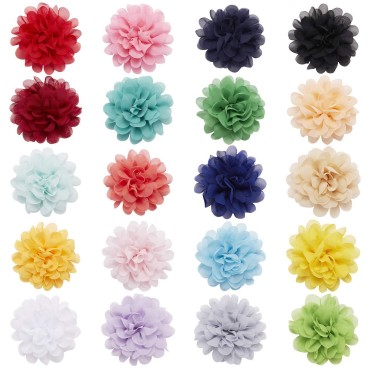 20 Pack Silk Large Artificial Chiffon Flower Hair Clips Fabric Floral Brooch Pins Alligator Hairpins Barrettes Wedding Bridal Prom Party Hair Styling Headpieces Accessories for Women Girls Kids