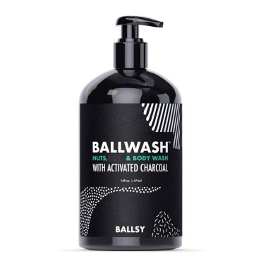Ballsy Ballwash Charcoal Body Wash for Men - Moisturizing Men’s Bodywash with Coconut Oil - Natural Soap for Men & Great for your Most Intimate Areas, 16 Oz with Pump