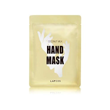LAPCOS Hand Mask - Moisturizing Spa Treatment with Coconut Milk & Ceramides - Repair Dry Skin, Fight Signs of Aging, Smooth Wrinkles - Korean Beauty Favorite (1 pack)