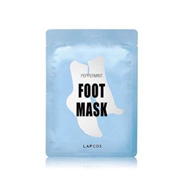 LAPCOS Foot Mask, Moisturizing Spa Treatment with Peppermint and Lavender, Repair Dry Cracked Heels & Feet, Korean Beauty Favorite, 1-Pack