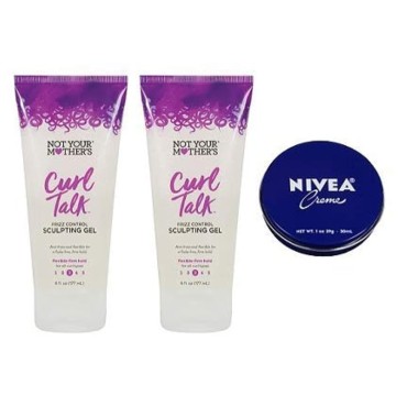 Not Your Mother's Curl Talk Frizz Control Sculpting Gel 6 Oz.(Pack of 3). Travel Size Body Cream 1 Oz Included.