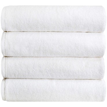 Pleasant Home 4 Pack Bath Towels Set - 28” x 55” - 100% Cotton - 500 GSM Professional Use for Hotels, Hospitality, Spas, Salons - Lightweight, Durable - White