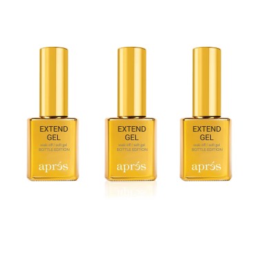 Aprés Extend Gel Gold Bottle Edition, Pack of 3 - Gel-X Tips Adhesive, No Primer or Bonder Needed (15 ml each)