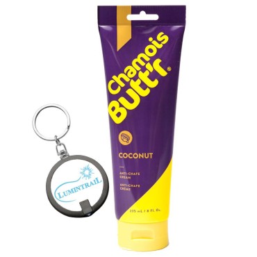 Chamois Butt'r Coconut Anti-Chafe Cream, Non-Greasy with Coconut Oil 8 Ounce Tube Bundle with a Lumintrail Keychain Light