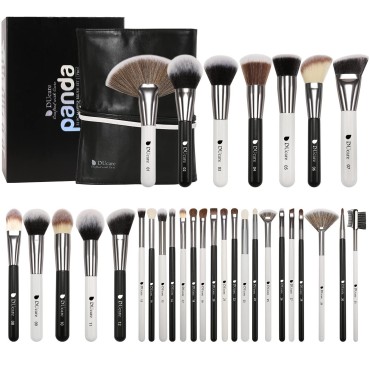 DUcare Professional Makeup Brushes set Panda Series Makeup Brush Set 31Pcs Kabuki Foundation Blending Face Powder Blush Concealers Eye Shadows With Leather Case Organizer