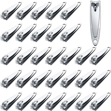 32 Pieces Stainless Steel Nail Clipper Silver Toenail Clippers Set Fingernail Clipper Cutter