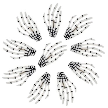 10Pcs Skeleton Hands Hair Clips 3 inch Hand Bone Shape Hair Clips Halloween Party Hair Accessories, White