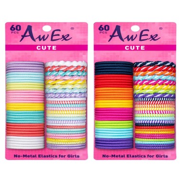 AwEx Colorful Hair Ties for Girls with Fine Hair - 120 PCS, Small,Multicolors and Multipatterns,Assorted in Brights and Pastels - Great for Kids as Christmas Gifts