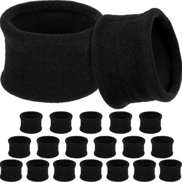 EBOOT 20 Pieces Large Cotton Stretch Hair Ties Bands Rope Ponytail Holders Headband for Thick Heavy or Curly Hair, 6.5 cm in Diameter (Black)