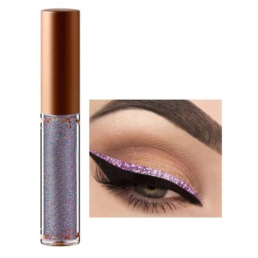 Alucy Eye Makeup Liquid, 12 Eyeliner Colors With Diamond Glitters With Glitter Metallized Eyeliner For Eyes(6#)
