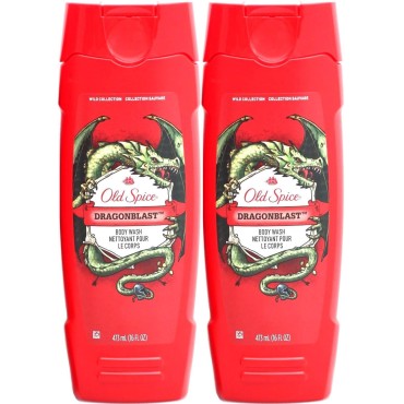 Old Spice Wild Collection Body Wash, Dragonblast, 16 Fluid Ounce (Pack of 2)