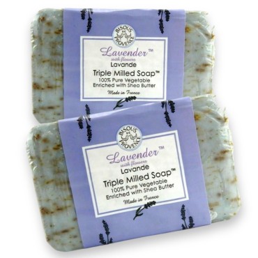 Trader Joe's Lavender with Flowers Lavande Tripple Milled Soap 100% Pure Vegetable Oil with Shea Butter (Case of 2)