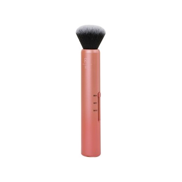 Real Techniques Custom Complexion Foundation 3-in-1 Brush, Custom Slide For Foundation & Concealer, 3 Settings For Sheer, Medium, or Focused Application, Travel-Size Kabuki, Cruelty-Free, 1 Count