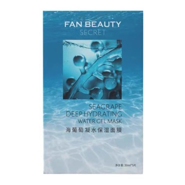 NEW Fan Beauty Secret Seagrape Deep Hydrating Water Facial Gel Mask, 1 Box of 5 Sheets, Moisturizing Anti Stress Facial Sheet Mask