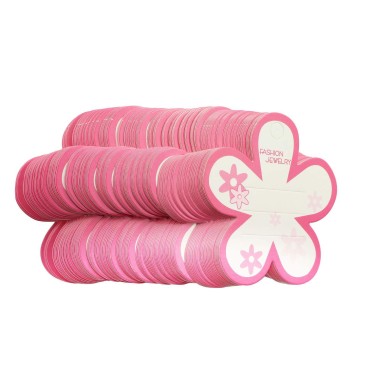 Tegg Pink Hair Bow 100PCS 7.5cm Pink Plum Blossom Shape Paper Hair Clip HairBow Hairpin Display Card