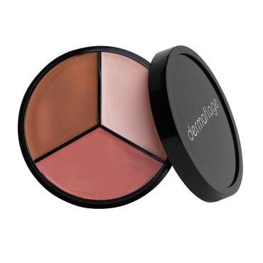 Cheek Palette: Bronzer, Highlighter, Blush Palette for Dewy Skin, Lit from Within by Dermaflage, 10g/.35oz