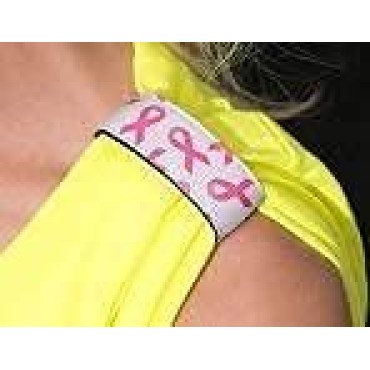 Pink Ribbon Breast Cancer Awareness Sleeve Scrunchies White/with Pink Ribbon, (pair) from the ORIGINAL USA INVENTOR pink ribbon sleeve holders, Pink ribbon sleeve straps