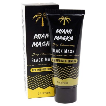 Miami Masks Blackhead Remover Bamboo Black Charcoal PeelOff Face Mask Anti-Acne Pore Minimizer Black head Remover Facial Mask All Skin Types Nose, Forehead Smoother Deep Cleansing Purifying (1 Pack)